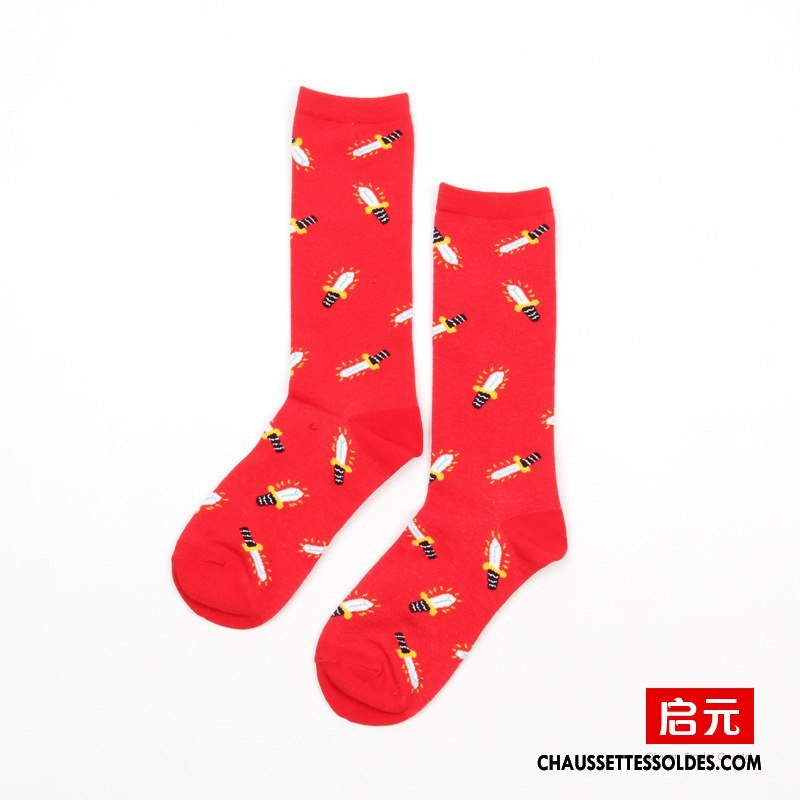 Chaussettes Mi Hautes Homme Femme Dessin Animé Créateur De Tendances 100% Coton Rue Lovers Bleu