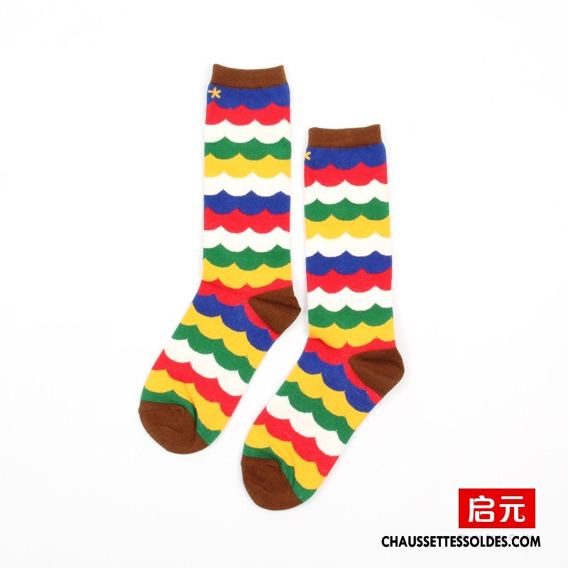 Chaussettes Mi Hautes Homme Femme Dessin Animé Créateur De Tendances 100% Coton Rue Lovers Bleu