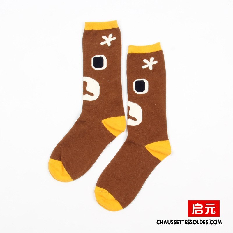 Chaussettes Mi Hautes Homme Femme Dessin Animé Créateur De Tendances 100% Coton Rue Lovers Bleu