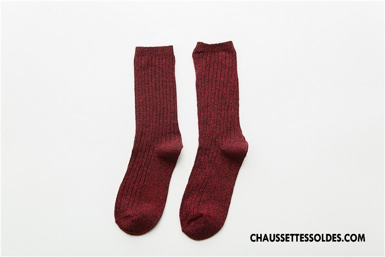 Chaussettes Mi Hautes Homme Femme Le Nouveau Milieu Lovers Hiver L'automne Bordeaux
