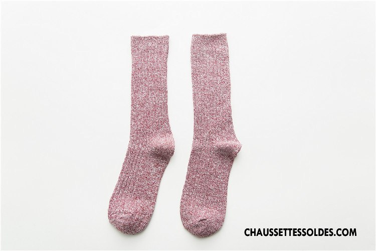 Chaussettes Mi Hautes Homme Femme Le Nouveau Milieu Lovers Hiver L'automne Bordeaux