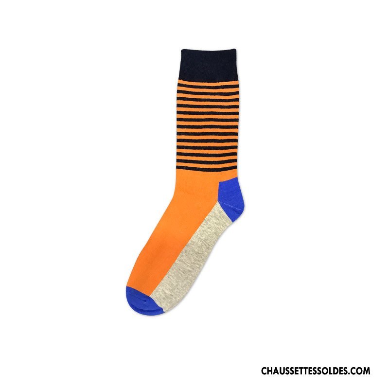 Chaussettes Mi Hautes Homme Grande Taille Rayé Tendance Milieu Casual Coloré