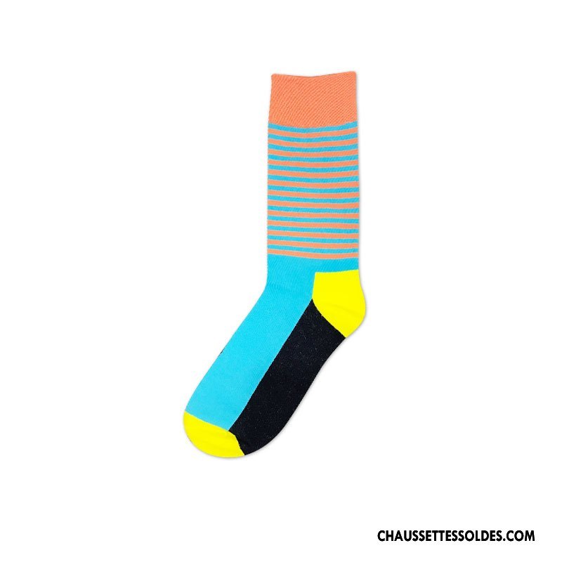 Chaussettes Mi Hautes Homme Grande Taille Rayé Tendance Milieu Casual Coloré
