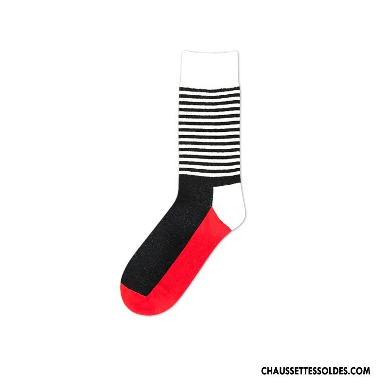 Chaussettes Mi Hautes Homme Grande Taille Rayé Tendance Milieu Casual Coloré