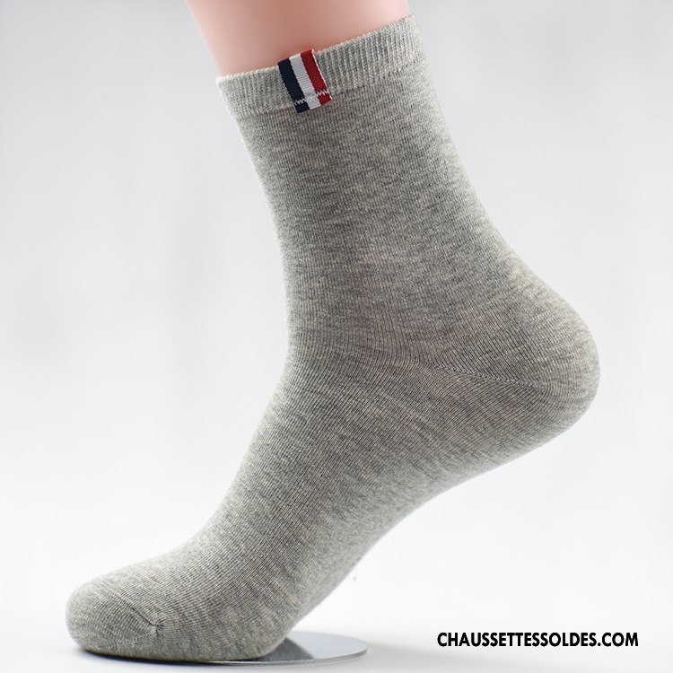 Chaussettes Mi Hautes Homme Gros Matelassé L'automne Absorber La Sueur Respirant Hiver Pure Blanc