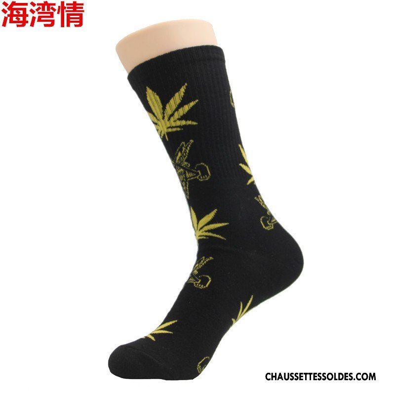Chaussettes Mi Hautes Homme Général Marque De Tendance Femme Longue Coton Bio Pentacle Noir