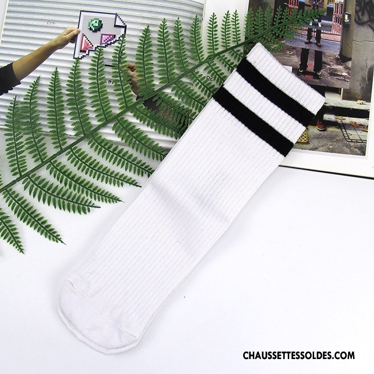 Chaussettes Mi Hautes Homme Général Marque De Tendance Milieu Femme 100% Coton Chaussettes En Coton Blanc