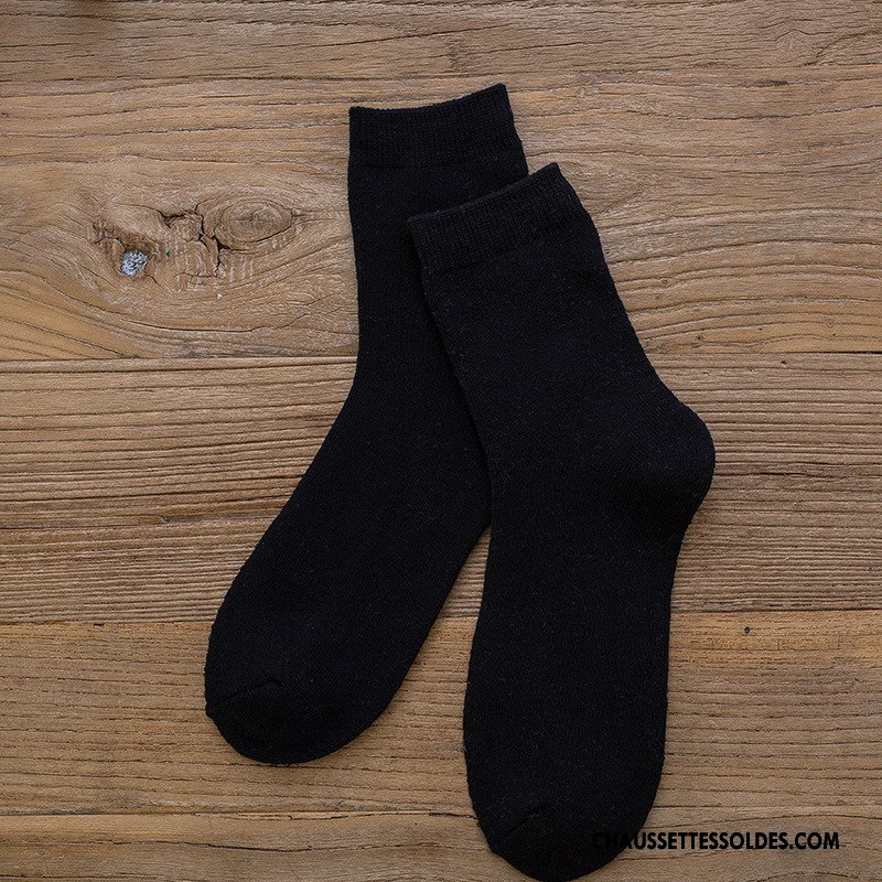 Chaussettes Mi Hautes Homme Hiver Casual Plus De Velours Milieu Thermiques Terry Pure Bleu