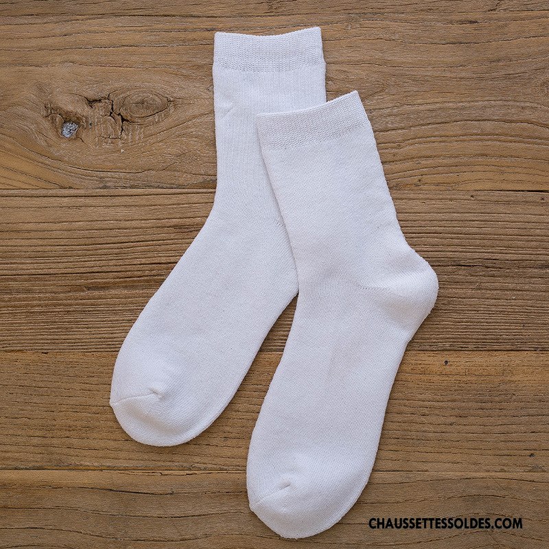 Chaussettes Mi Hautes Homme Hiver Casual Plus De Velours Milieu Thermiques Terry Pure Bleu