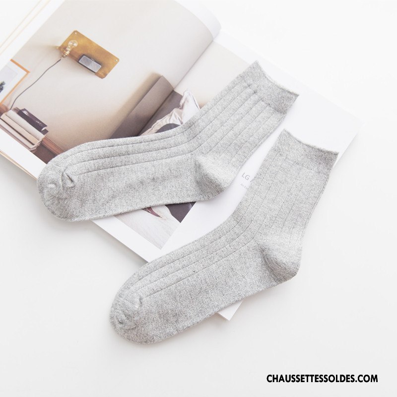 Chaussettes Mi Hautes Homme Hiver L'automne Milieu Tous Les Assortis Nouvelles Arrivées 100% Coton Pure Gris
