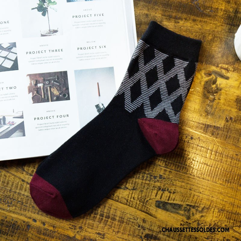 Chaussettes Mi Hautes Homme Hiver Losange De Travail Classique Matelassé L'automne Marron / Brun