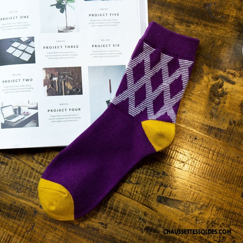 Chaussettes Mi Hautes Homme Hiver Losange De Travail Classique Matelassé L'automne Marron / Brun