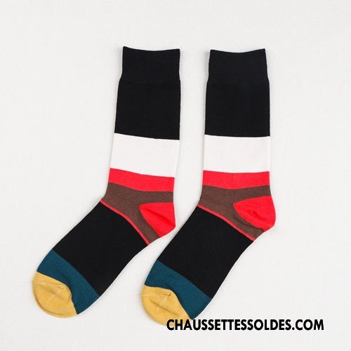 Chaussettes Mi Hautes Homme Hiver Matelassé Personnalité Art Créatif Tendance Noir