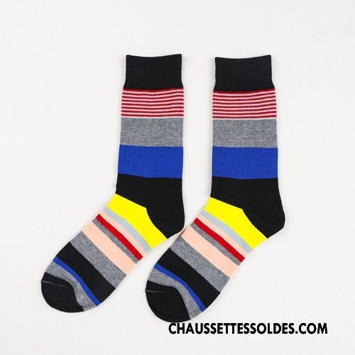 Chaussettes Mi Hautes Homme Hiver Matelassé Personnalité Art Créatif Tendance Noir