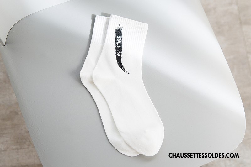 Chaussettes Mi Hautes Homme Hiver Mouvement Nouveau Chaussettes En Coton Absorber La Sueur L'automne Noir