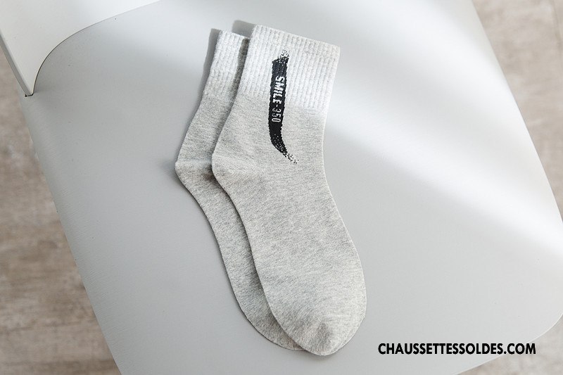 Chaussettes Mi Hautes Homme Hiver Mouvement Nouveau Chaussettes En Coton Absorber La Sueur L'automne Noir