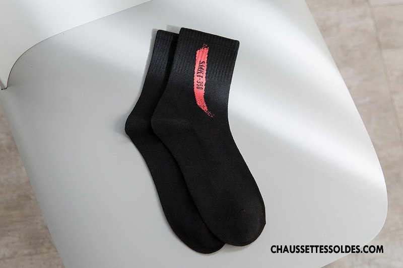 Chaussettes Mi Hautes Homme Hiver Mouvement Nouveau Chaussettes En Coton Absorber La Sueur L'automne Noir