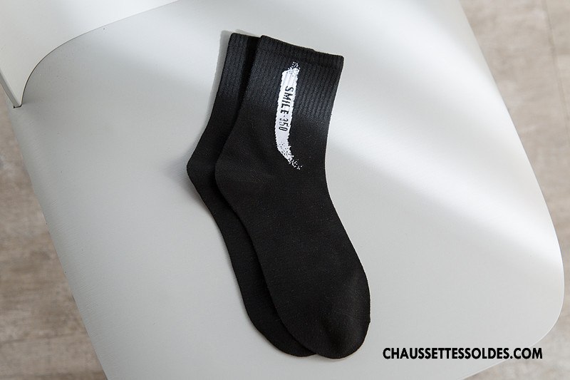 Chaussettes Mi Hautes Homme Hiver Mouvement Nouveau Chaussettes En Coton Absorber La Sueur L'automne Noir