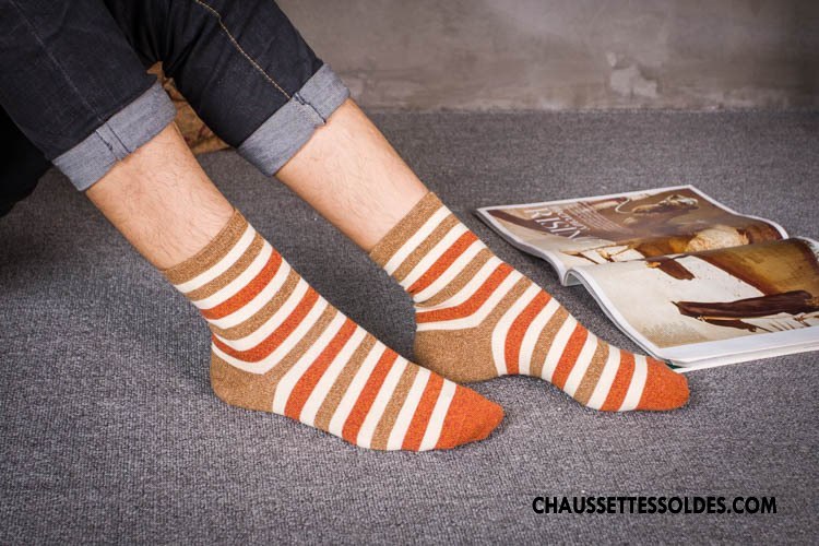 Chaussettes Mi Hautes Homme Irrégulier 100% Coton Longue Le Nouveau Fleurs Rayé Rouge