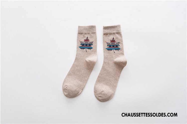 Chaussettes Mi Hautes Homme Kaki Absorber La Sueur Gros Milieu Nouvelles Arrivées Casual