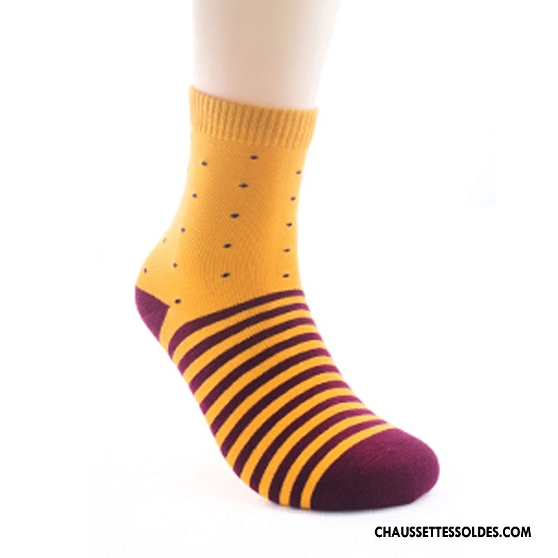 Chaussettes Mi Hautes Homme L'automne Casual Chaussettes En Coton Rayé Coton Bio Milieu Coloré Bleu