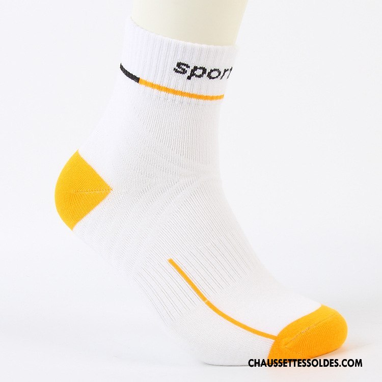 Chaussettes Mi Hautes Homme L'automne Chaussettes En Coton Hairball Mouvement Milieu Métier Blanc