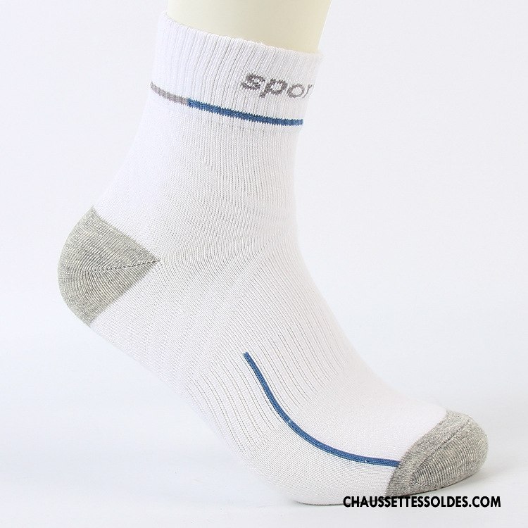 Chaussettes Mi Hautes Homme L'automne Chaussettes En Coton Hairball Mouvement Milieu Métier Blanc