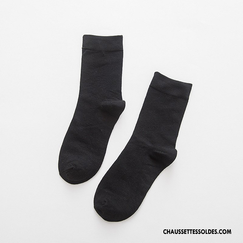 Chaussettes Mi Hautes Homme L'automne Chaussettes En Coton Milieu De Travail Pure Gris