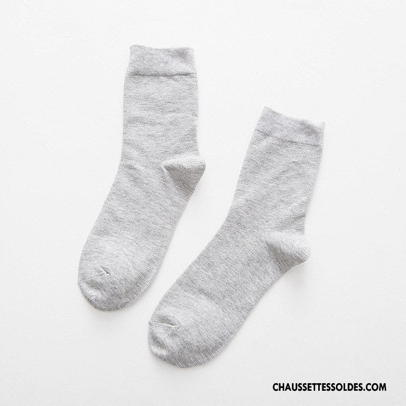 Chaussettes Mi Hautes Homme L'automne Chaussettes En Coton Milieu De Travail Pure Gris
