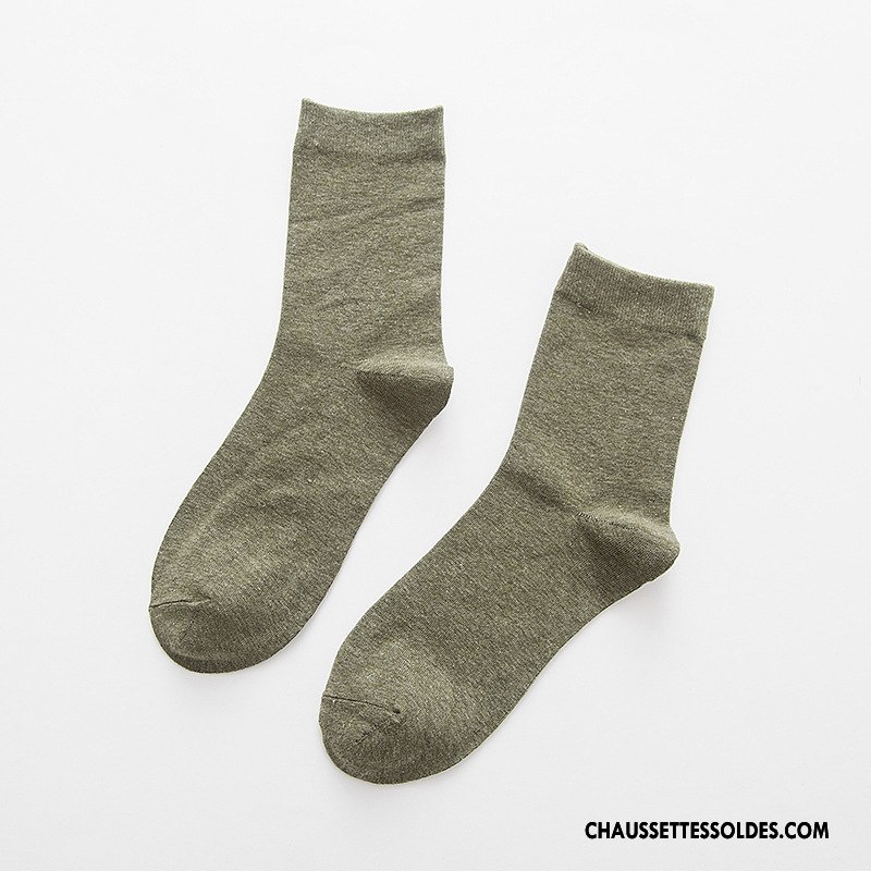Chaussettes Mi Hautes Homme L'automne Chaussettes En Coton Milieu De Travail Pure Gris