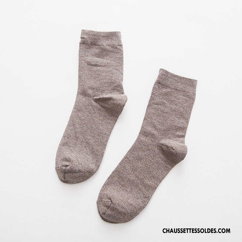 Chaussettes Mi Hautes Homme L'automne Chaussettes En Coton Milieu De Travail Pure Gris