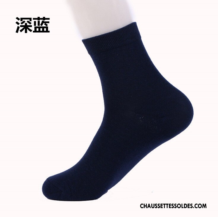 Chaussettes Mi Hautes Homme L'automne Hiver Coton Bio Milieu De Travail Mouvement Pure Noir