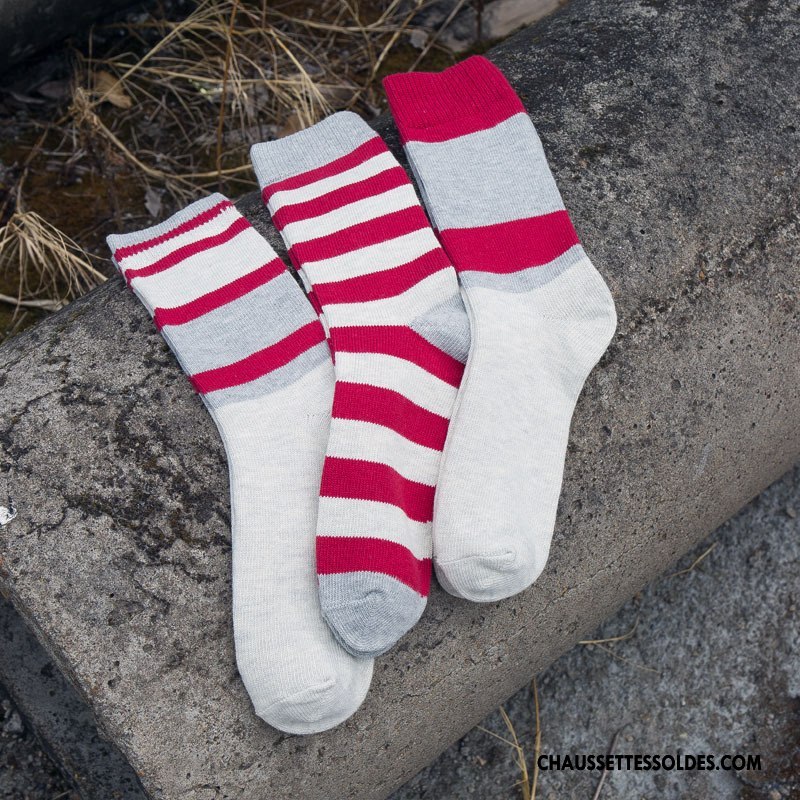 Chaussettes Mi Hautes Homme L'automne Hiver Tendance Britanique Mode Chaussettes En Coton Gris