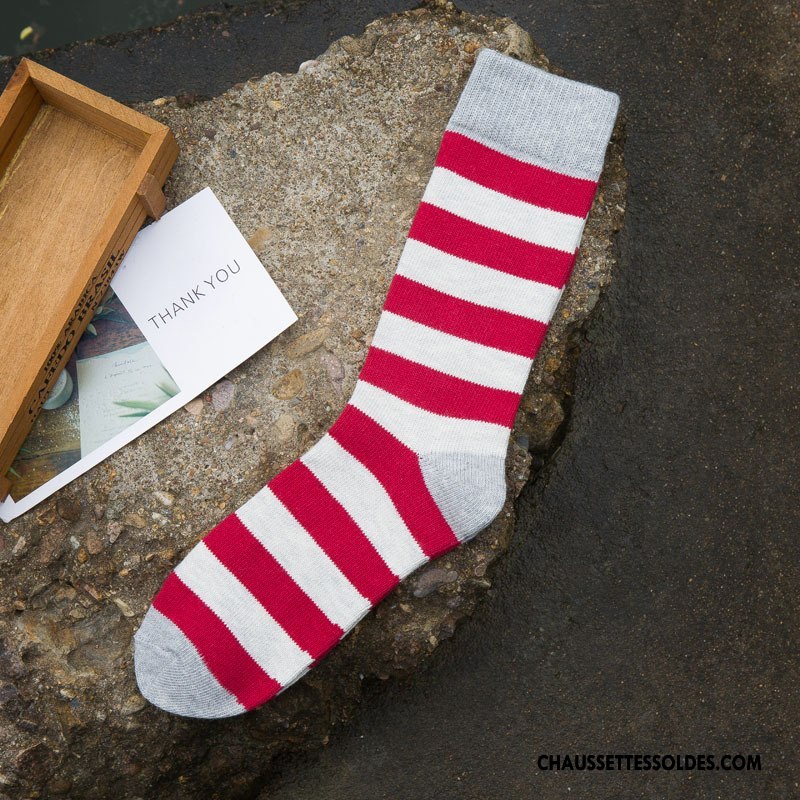 Chaussettes Mi Hautes Homme L'automne Hiver Tendance Britanique Mode Chaussettes En Coton Gris