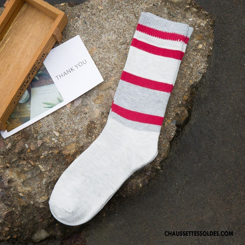 Chaussettes Mi Hautes Homme L'automne Hiver Tendance Britanique Mode Chaussettes En Coton Gris
