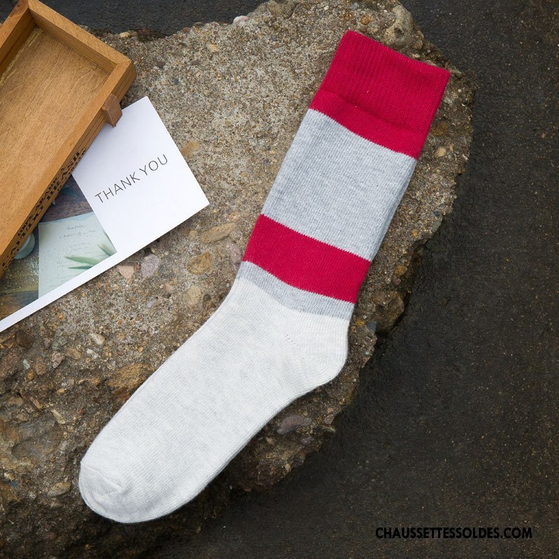 Chaussettes Mi Hautes Homme L'automne Hiver Tendance Britanique Mode Chaussettes En Coton Gris