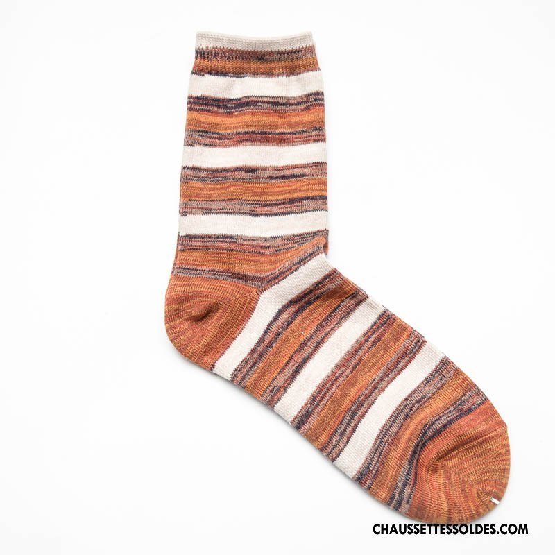 Chaussettes Mi Hautes Homme L'automne Irrégulier Fleurs Le Nouveau Hiver Rayé Bleu
