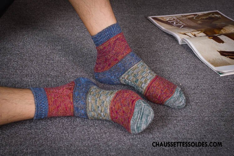Chaussettes Mi Hautes Homme L'automne Le Nouveau Style National 100% Coton Tendance Rétro Violet