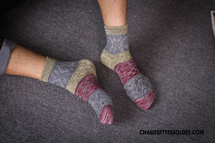 Chaussettes Mi Hautes Homme L'automne Le Nouveau Style National 100% Coton Tendance Rétro Violet