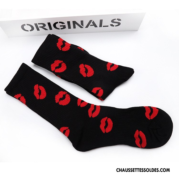 Chaussettes Mi Hautes Homme L'automne Lovers Chaussettes En Coton Milieu Hiver Le Nouveau Noir Rouge