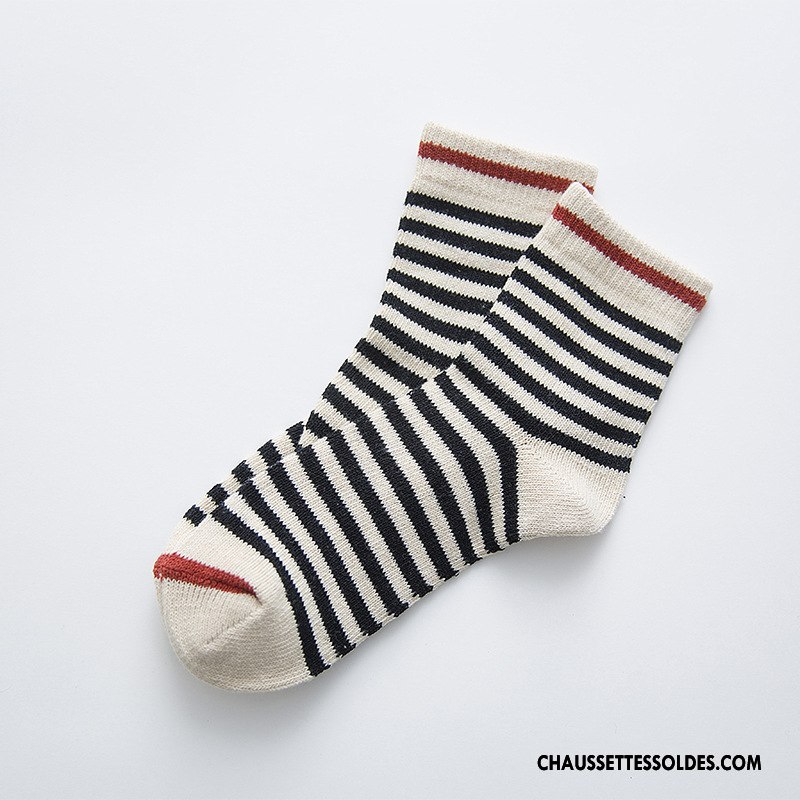 Chaussettes Mi Hautes Homme L'automne Lovers Rayé Kaki Femme Chaussettes En Coton