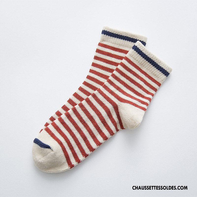 Chaussettes Mi Hautes Homme L'automne Lovers Rayé Kaki Femme Chaussettes En Coton