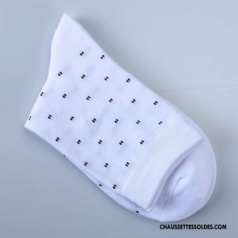 Chaussettes Mi Hautes Homme L'automne Milieu Chaussettes En Coton Hiver Coton Bio Absorber La Sueur Pure Blanc