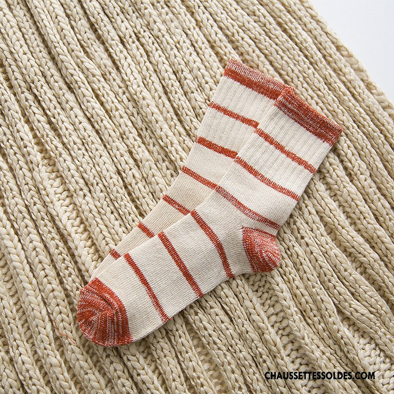 Chaussettes Mi Hautes Homme L'automne Rayé Milieu Lovers Femme Le Nouveau