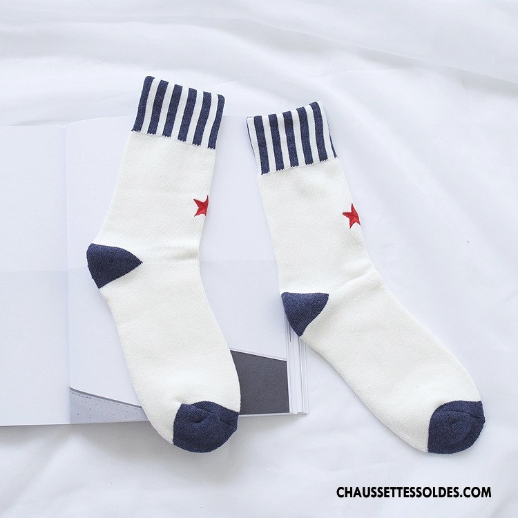 Chaussettes Mi Hautes Homme L'automne Rayé Renforcé Milieu Coton Bio Serviette Bordeaux