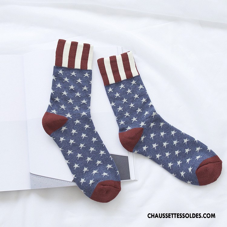 Chaussettes Mi Hautes Homme L'automne Rayé Renforcé Milieu Coton Bio Serviette Bordeaux