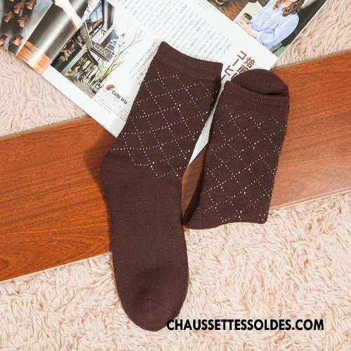 Chaussettes Mi Hautes Homme L'automne Renforcé Losange Milieu Thermiques Terry Gris