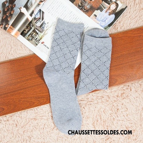 Chaussettes Mi Hautes Homme L'automne Renforcé Losange Milieu Thermiques Terry Gris
