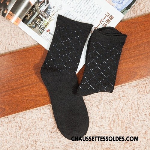 Chaussettes Mi Hautes Homme L'automne Renforcé Losange Milieu Thermiques Terry Gris