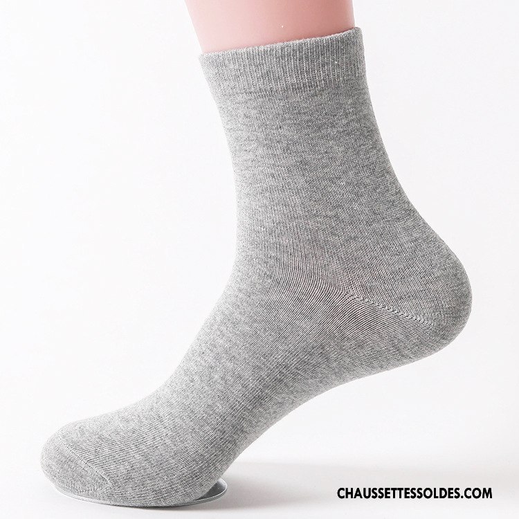 Chaussettes Mi Hautes Homme L'automne Style Chaud Basket Casual Milieu Blanc Argent